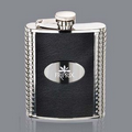 Trubner Hip Flask - 6oz Black/Stainless Plate